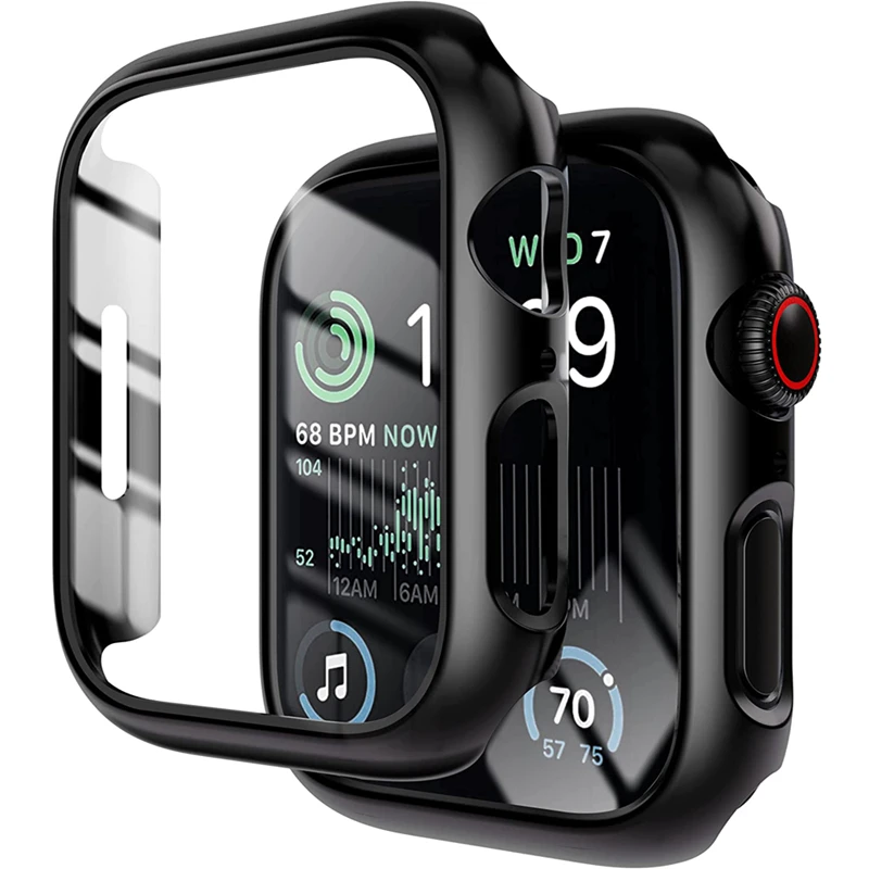 Vetro + copertura per custodia Apple Watch 8 7 6 SE 5 9 iWatch Accessorie protezione schermo Apple watch serie 44mm 45mm 40mm 41mm 38mm 42mm
