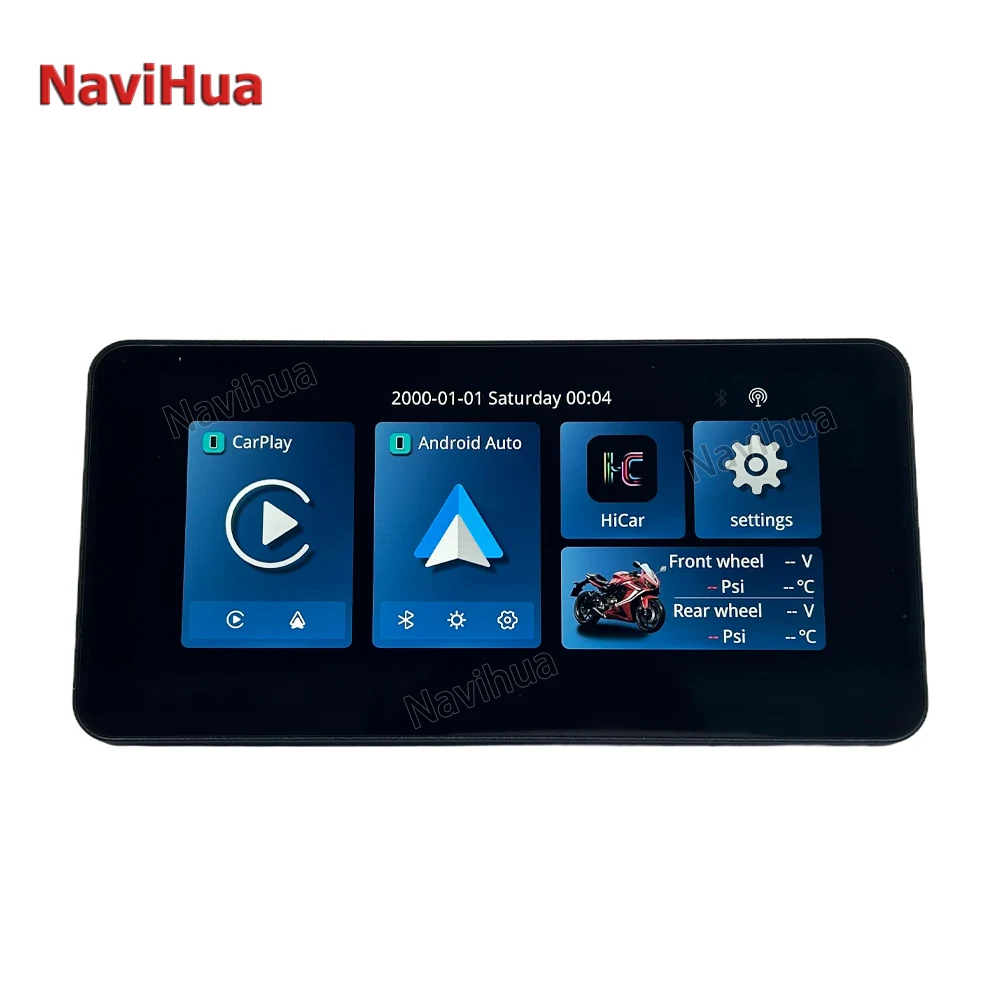 High Quality 6.3inch Portable Motorcycle LCD Display Wireless CarPlay Wireless Android Auto Tire Pressure Display IPX7