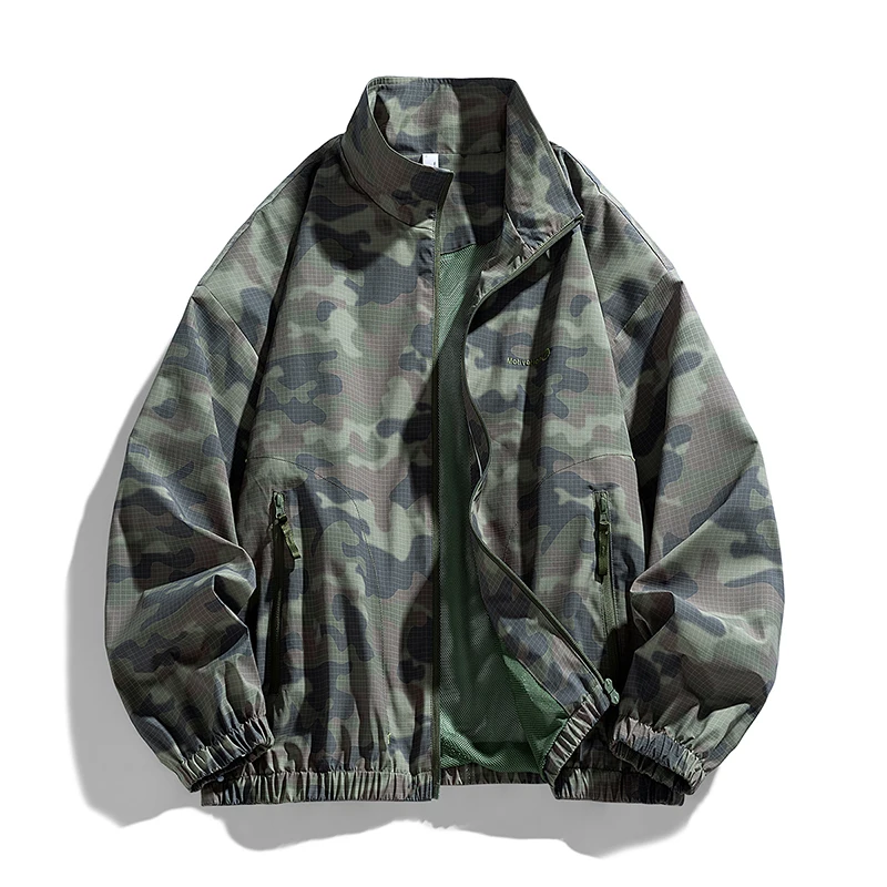 

2025 Autumn Men Casual Camo Jackets Men Loose Bomber Jacket Male Stand Collar Camouflage Coat Man Windbreaker Brand Clothing