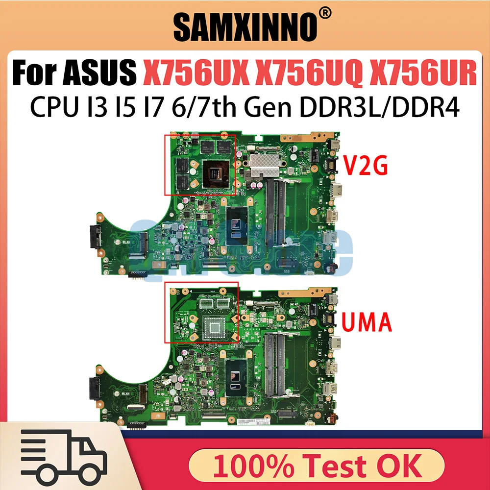 

X756UQ Mainboard For ASUS X756UR X756UAK X756UB X756UV X756UJ X756UA X756UQK X756UX A756U Laptop Motherboard I3 CPU V2G