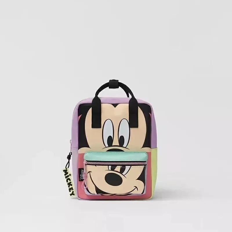 New Canvas Children Bag Baby Backpack Small Disney Brand Pink Minnie Mouse Print Girls Fashion Two Shoulders Backpack School Bag