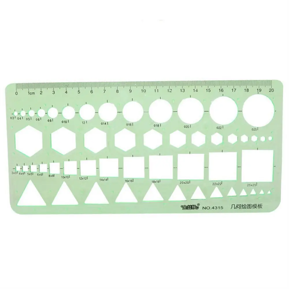 17 Styles Rulers Green Plastic Circles Geometric Template Ruler Stencil Measuring Tool Stationery Students Drawing Curve Ruler