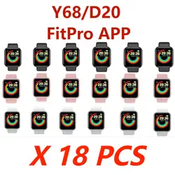 18 PCS Y68 D20 Smart Watch Men 1.44 pollici FitPro APP Bluetooth carta da parati personalizzata Smartband Sports smartbracciale per Android IOS