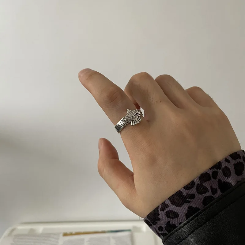 

Buyee 925 Sterling Silver Female Unique Ring Finger Elegant Eagle Animal Open Ring for Women Fashion Punk Fine Jewelry Circle