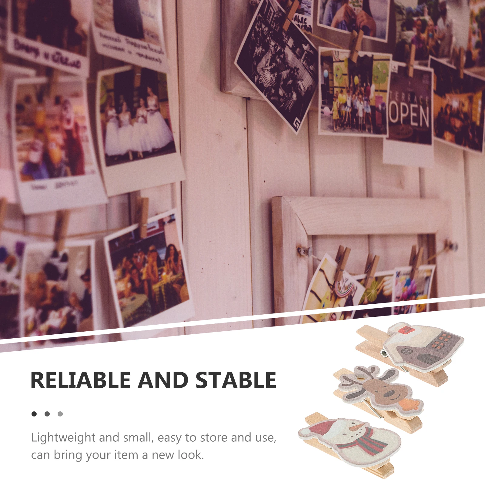 

12pcs Christmas Photo Clips Wooden Xmas Note Holders For Photos Cards Postcards Memo Decorative Party Favors Mini Clothespins