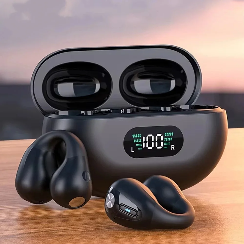 Słuchawki Bluetooth z klipsem na ucho, o wyjątkowo długim czasie pracy na baterii, słuchawki przewodzące dźwięk przez kości z funkcją redukcji szumów.
