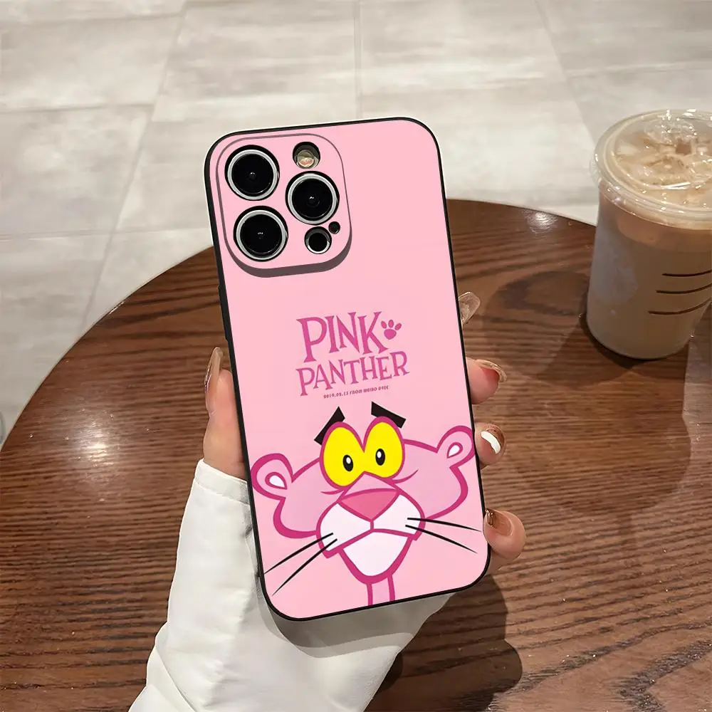 حافظة لهاتف آيفون 14 برو ماكس 12 16 13 برو 11 Xr X Xs 8 7 Plus من الرسوم المتحركة باللون الوردي P-PantherES