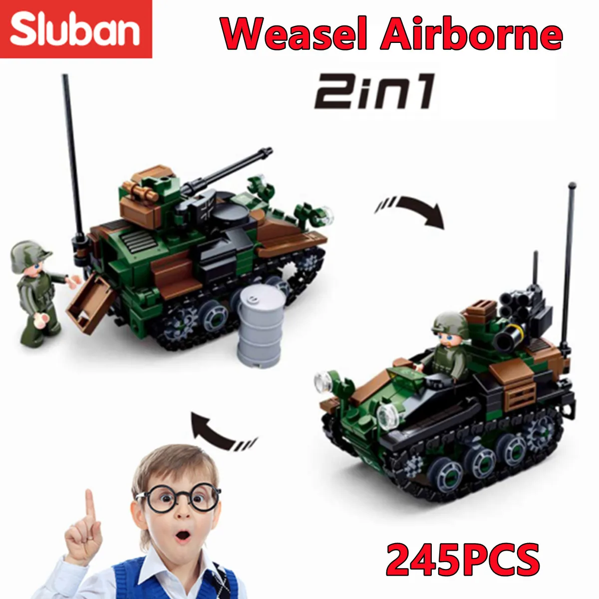 

Sluban Building Block Toys Morden Military Wisel Armoured Weapons Carrier 245PCS Bricks B0750 Army Tank Fit With Leading Brands