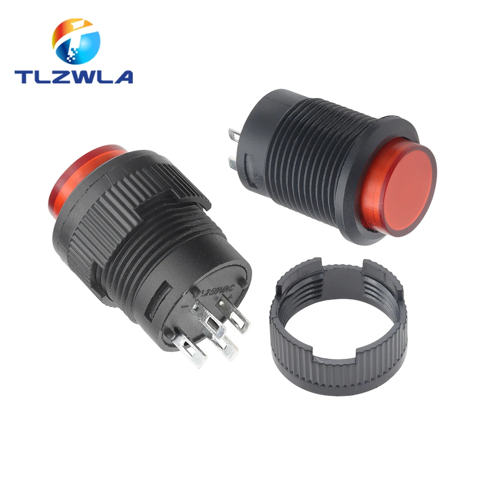 5PCS R16 Przycisk wyłącznika zasilania R16-503 Niebieski Żółty Biały LED R16-503B R16-503A Przycisk zatrzaskowy 2P 4P Samoblokujący Bez resetowania blokady — zdjęcie 6