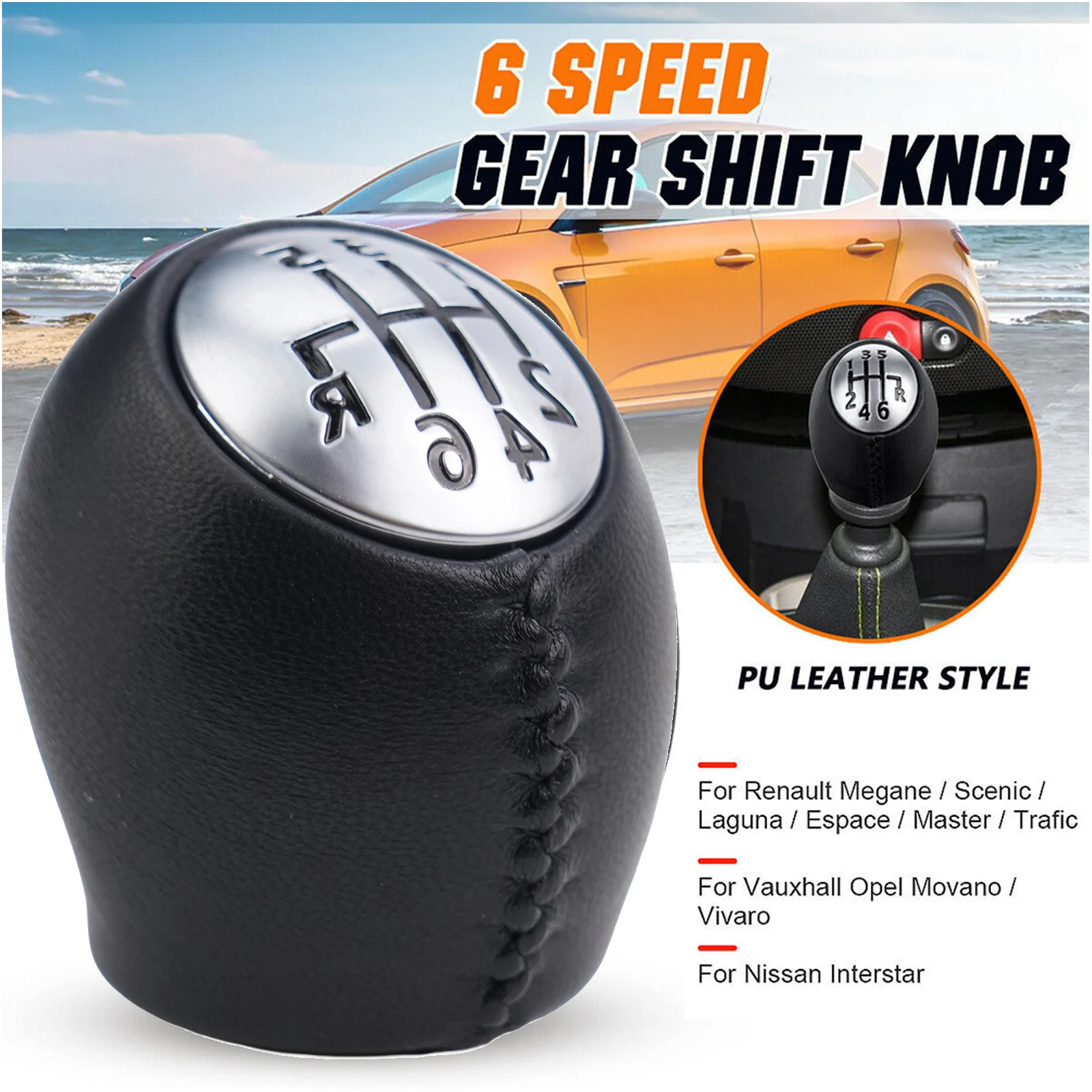 Upgrade Your Car's Interior with Elegant 6 Speed Gear Shift Knob for Renault Megane Scenic Laguna Espace Master Trafic