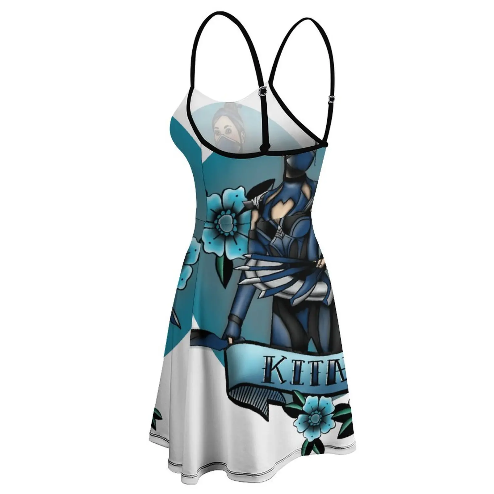 Sexy  Woman's Gown Dresses Kitana Mortal Kombat Old School Tattoo St Women's Sling Dress Funny Cocktails Funny Sarcastic