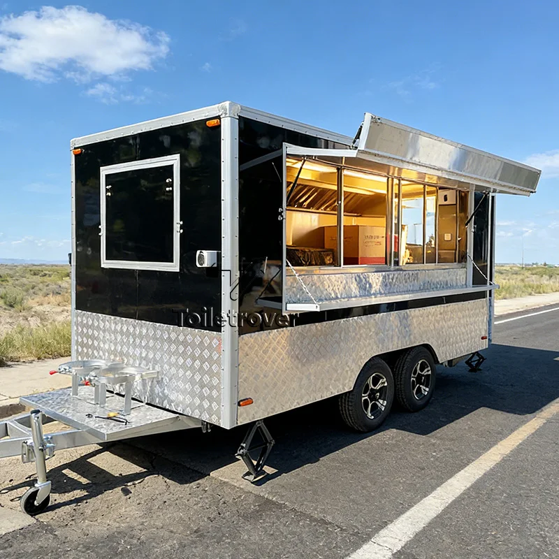 Horse Trailer Conversion Food Concession Full Kitchen Stainless Steel Catering Outdoor Mobile Food Truck Trailer for Sale