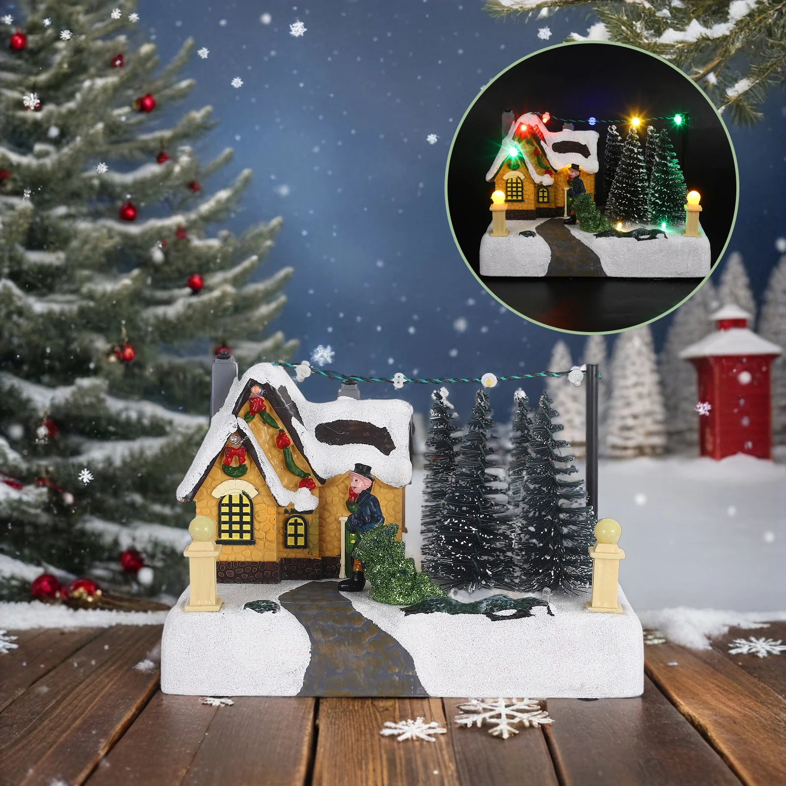 

Christmas Light Up Ornament Village House Festival Desktop Table Centerpiece Small Chic Gift Party
