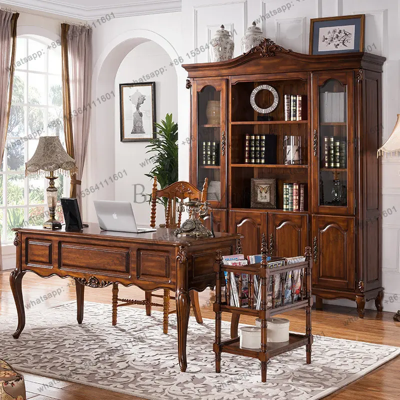 American all solid wood desk European writing desk retro computer table study furniture