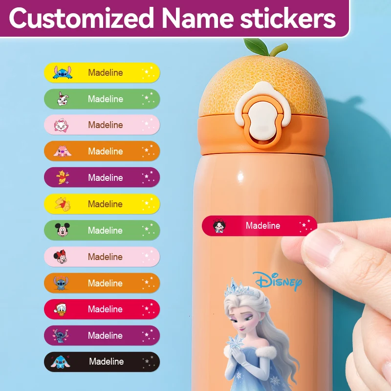 

Наклейки с именем на заказ Disney Stitch — персонализированные водонепроницаемые бирки для детских канцелярских принадлежностей, школьных принадлежностей, рождественских подарков