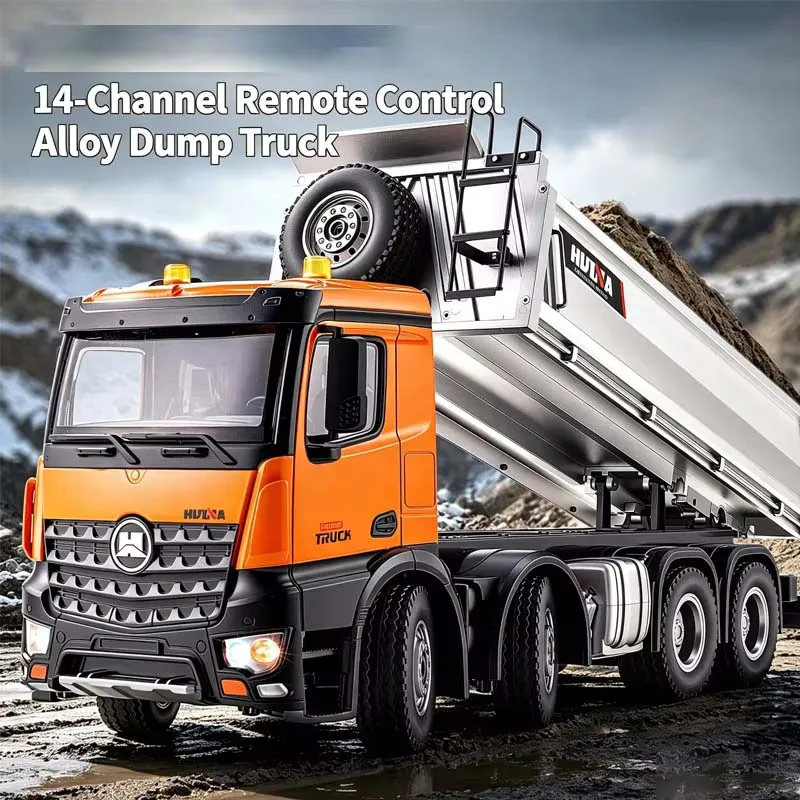 RC Truck 536PRO 1:14 14CH Remote Controlled Loading Dump Truck Modle Car Alloy Full Scale Engineering Vehicle Dump Men Gift