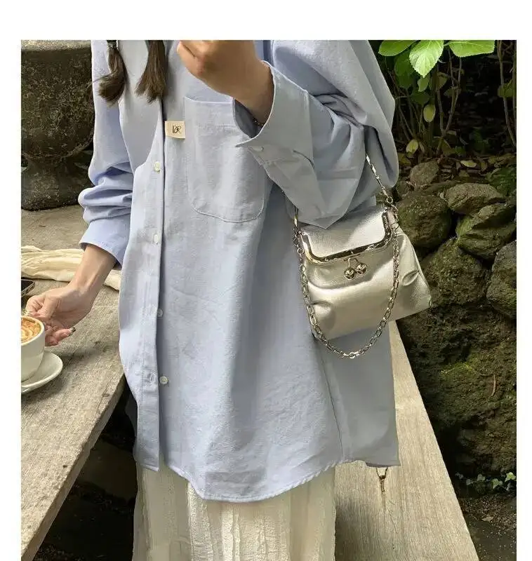 Bloom Vintage Black Messenger Bag Women New Chain Chic Pu Leather Handbag Pursers Female Haruku Y2k Crossbody Bags Wallet