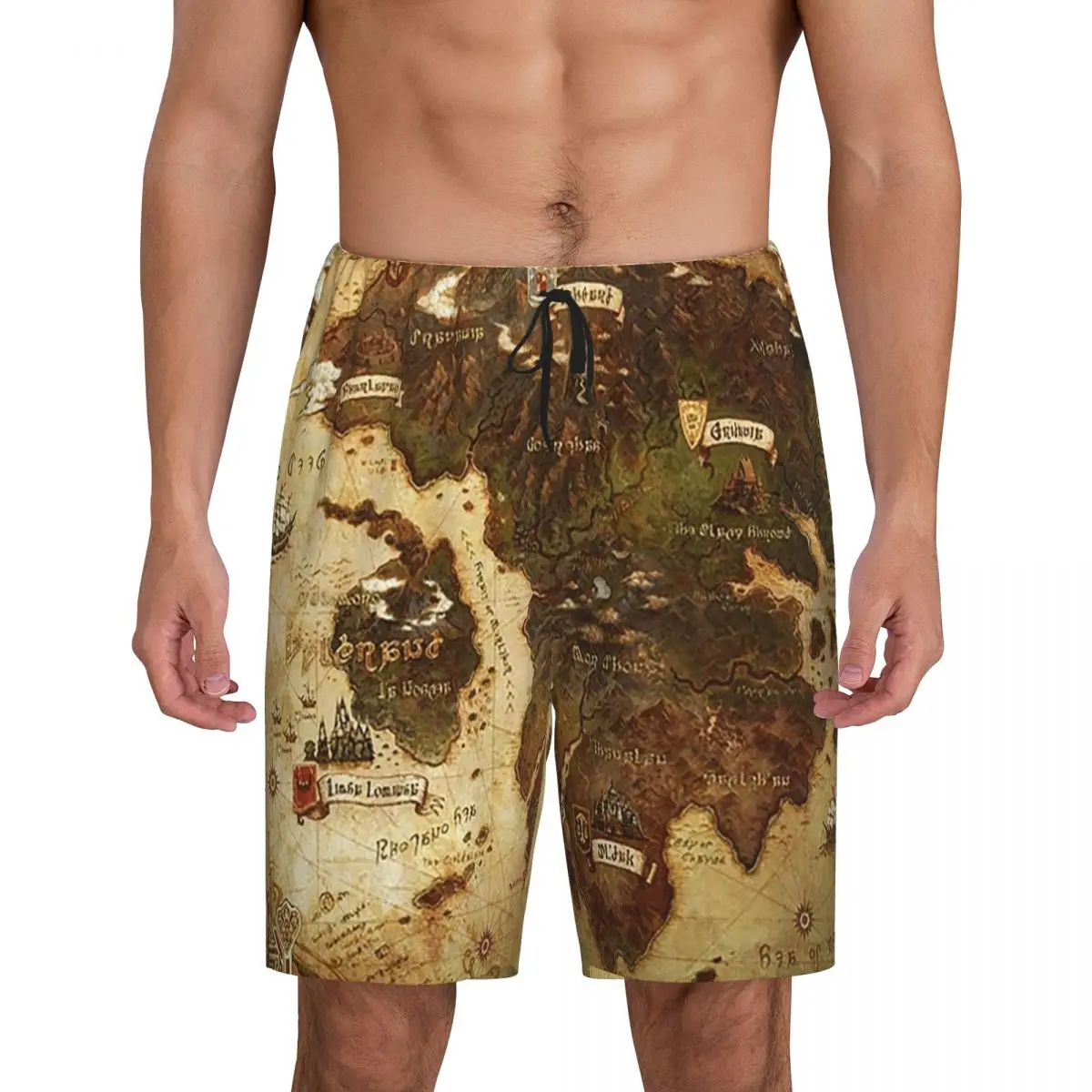 

Мужские короткие пижамные шорты Custom Eorzea Ffxiv Map для сна и отдыха