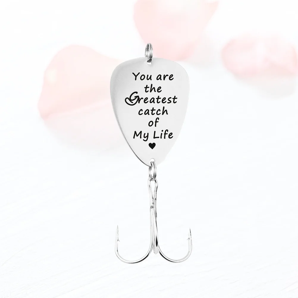 Key Ring Fishing Gifts Treble Hook Lures Guitar Pick Baits Chain Stainless Steel Lovers Dad