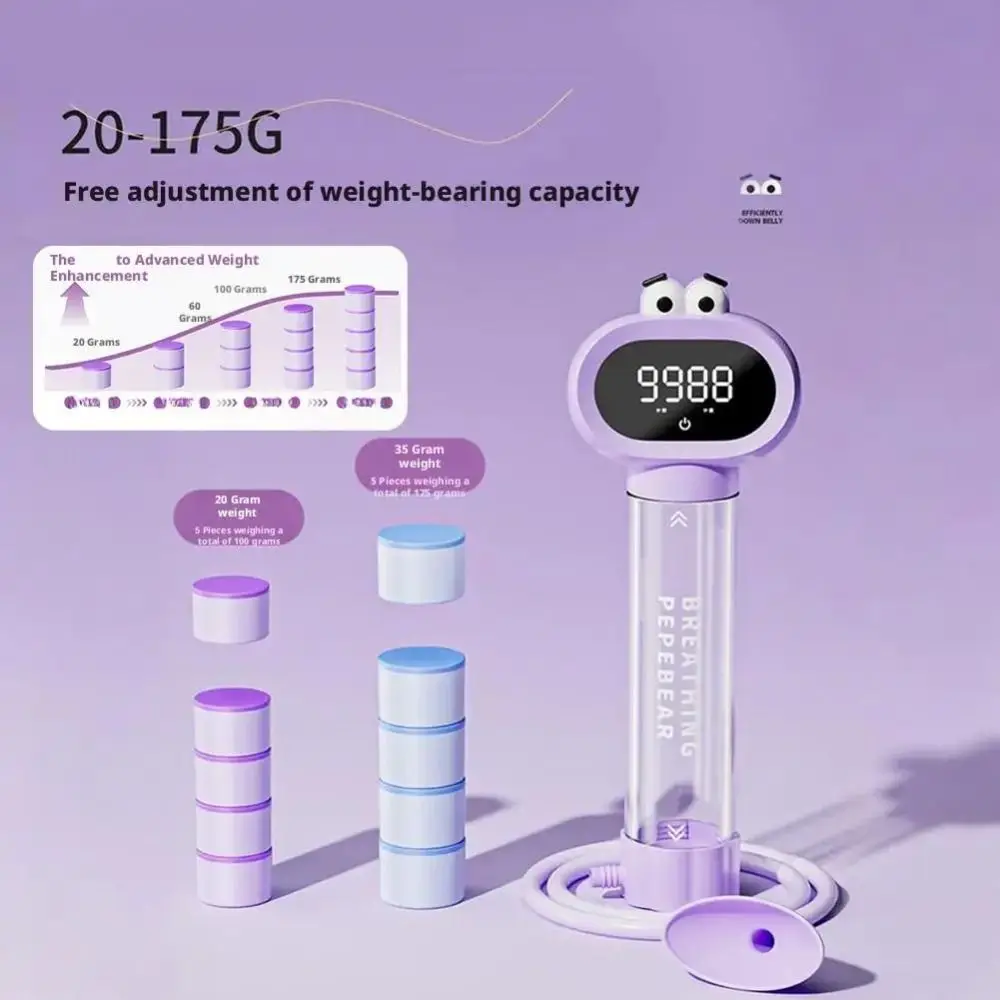 Portable ABS Breathing Dumbbells Digital 2-in-1 Lung Capacity Trainer Abdominal Training Roller Sports Fitness