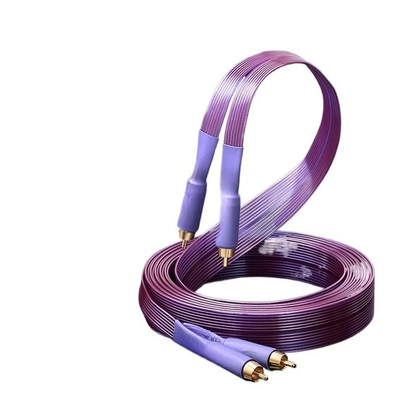 For Signal Cable Single Crystal Copper Double Lotus Head Two-to-two Audio Power Amplifier Audio Cable