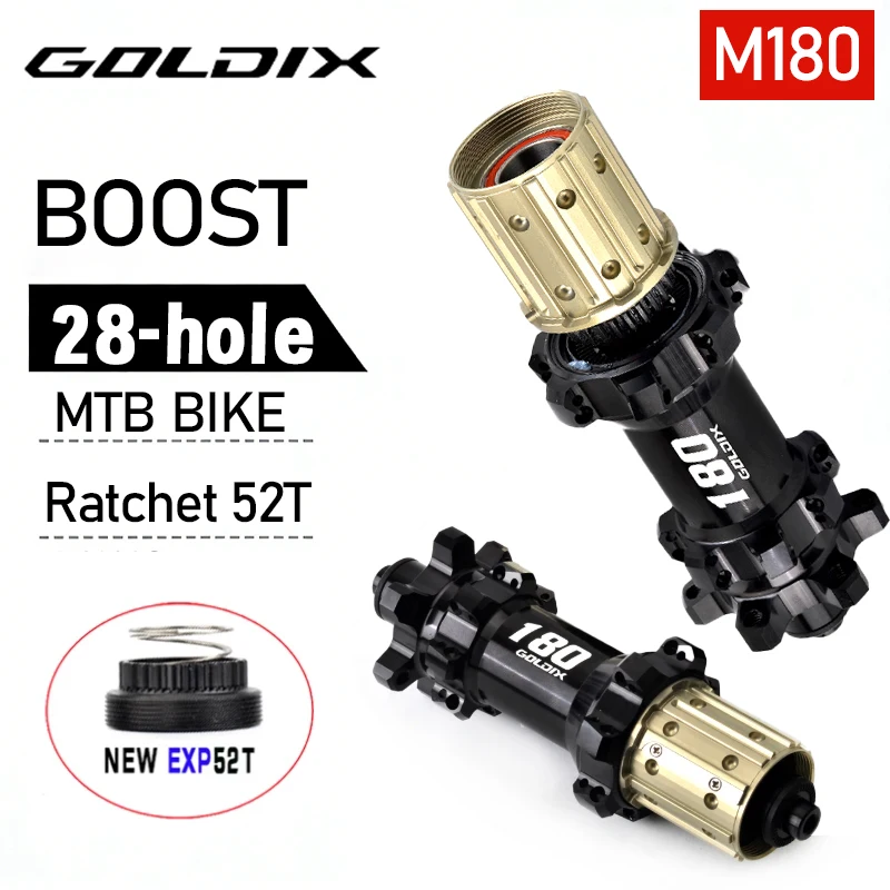 

Втулка Goldix 180 Cube 28 отверстий MTB 52T с трещоткой, герметичными подшипниками, Boost, передняя 15x110, задняя 12x148, 141 мм QR, 12-скоростная, Micro Spline, HG, XD