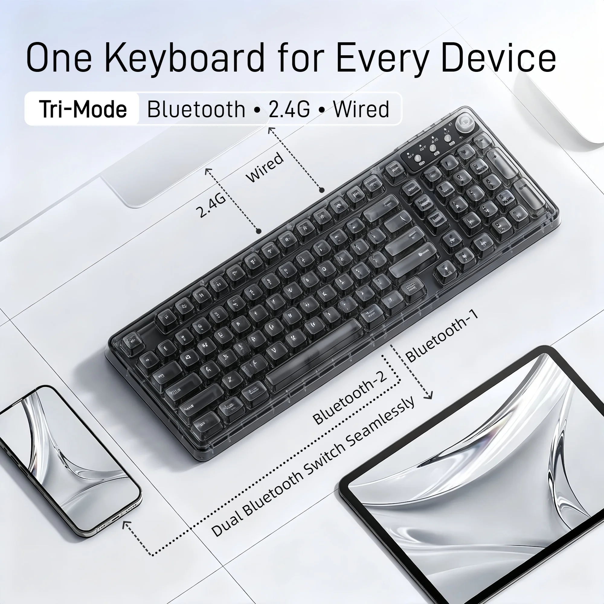 Teclado Gamer Sem Fio Transpar - Desk Setup Tablet avaliação e preço