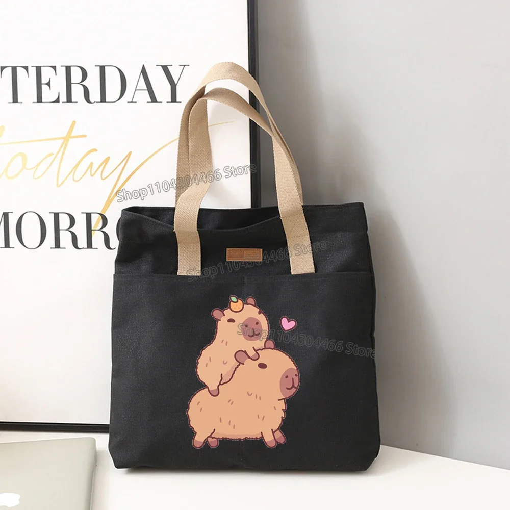 Capybara Canvas Bag for Women,men Anime Large Capacity Tote Top-Handle Bags for Work,school,daily,shopping Laptop Bags Gift