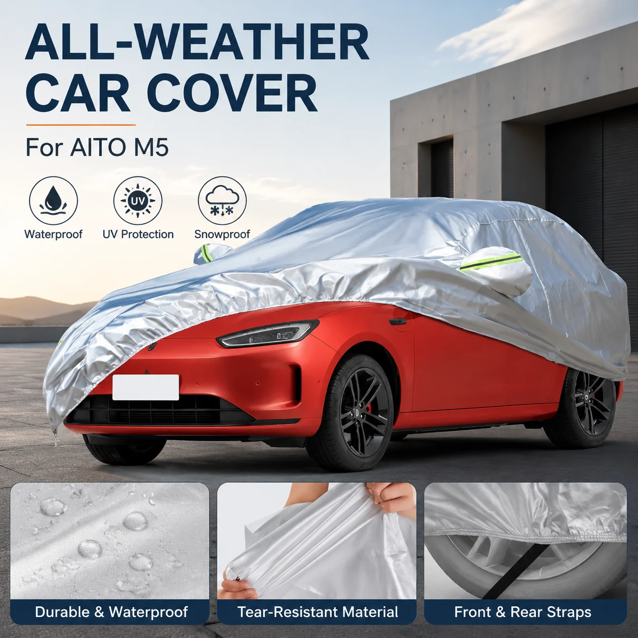Waterproof Outdoor Full Car Cover Reflective Strip Snowproof Dustproof UV Protection For AITO M5 Auto Exterior Accessory