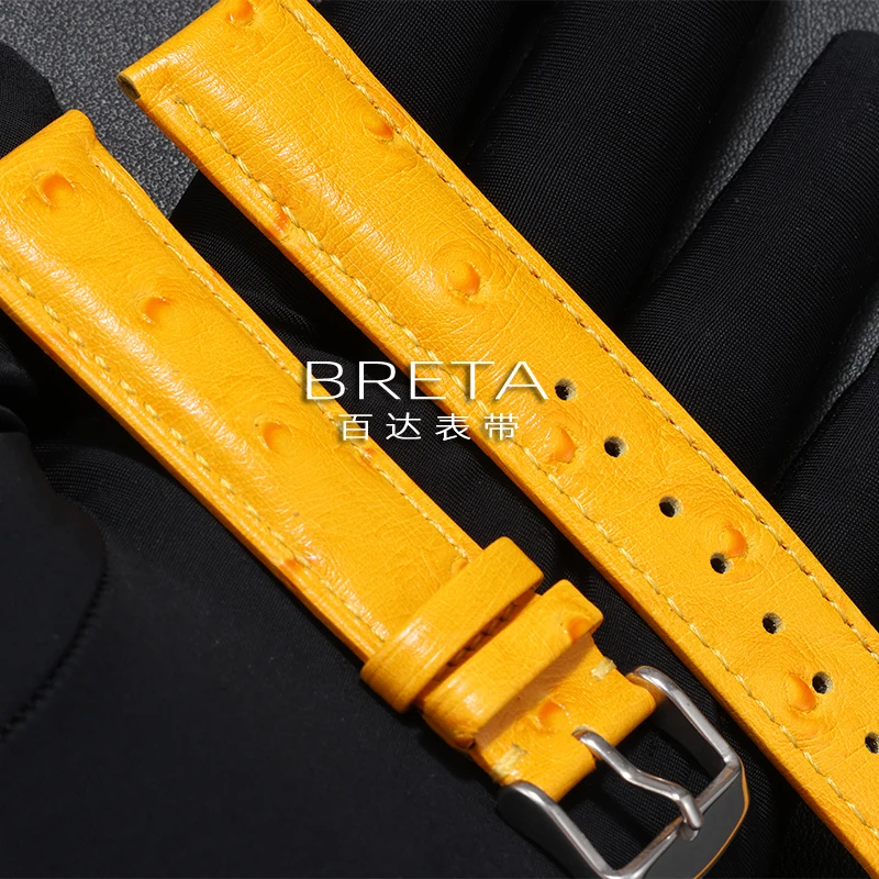 19 20mm Ostrich-patterned cowhide watch strap for Hamilton Omega Rolex TAG Heuer Genuine leather watch strap Replace Wristbands
