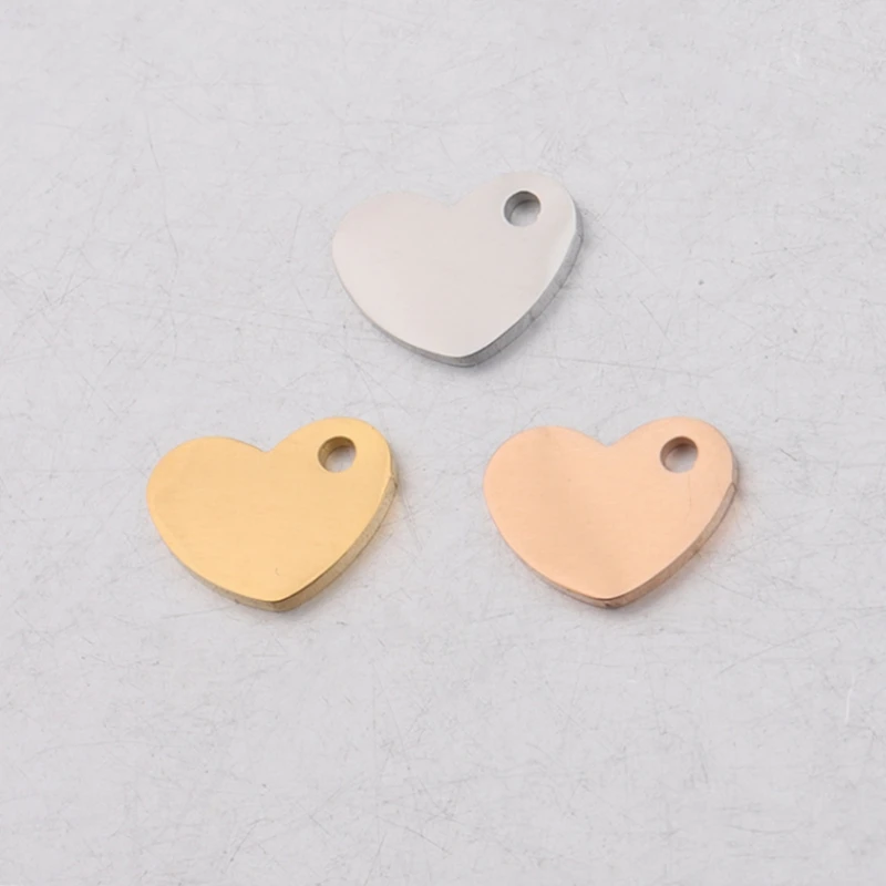 

7.5*10mm 20piece/lot Love Heart Stamping Blanks Tags Mirror Polishe Stainless Steels DIY Hearts Charm Finding