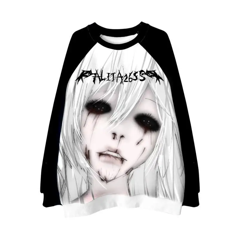 Ropa Y2k Grunge Emo Vintage camiseta 2000s Goth Patchwork camisetas de manga larga e-girl gótico Harajuku camisetas sueltas mujeres hombres ropa