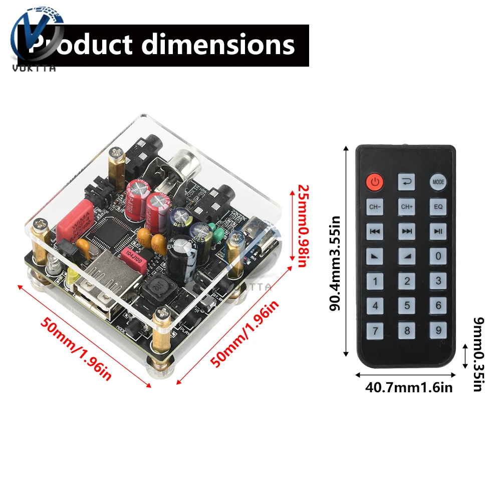 DC5V ضياع مرحبا فاي 5.3 BT استقبال الصوت USB محوري فك لاعب مكبر للصوت راديو TDA2822 + AC6931 رقاقة مزدوجة APP التحكم عن بعد