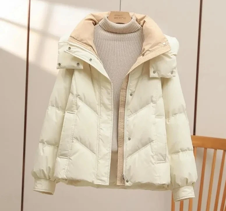 

Новая зимняя пуховая куртка с капюшоном на хлопковой подкладке, женская свободная универсальная утепленная парка, короткое пальто женское