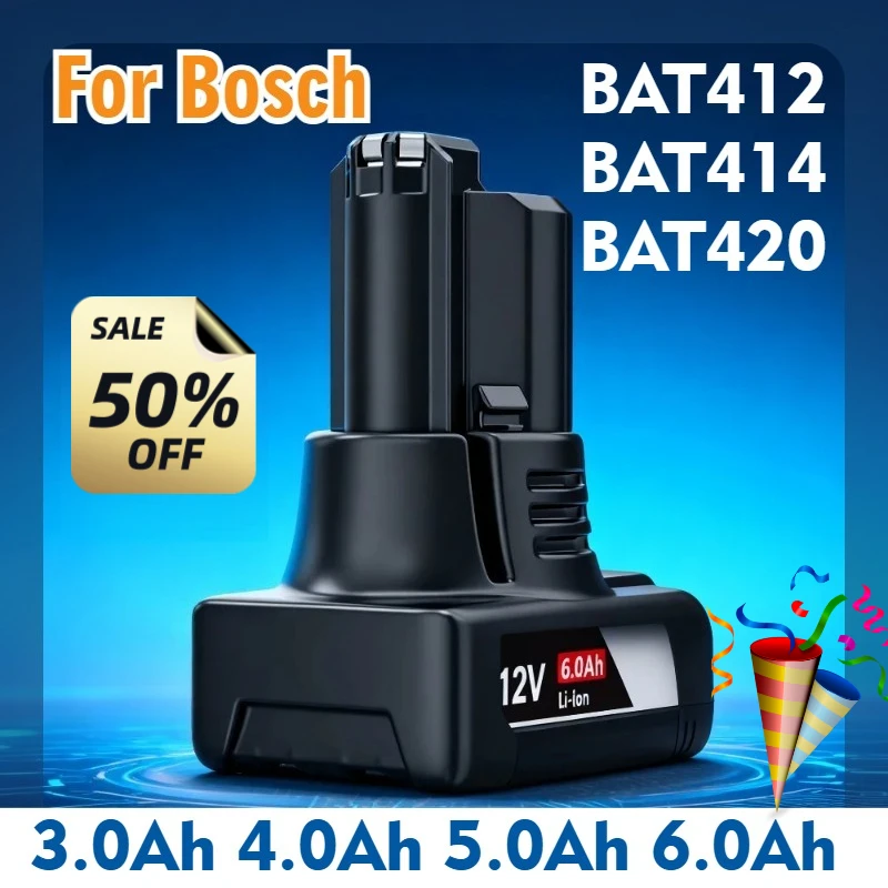 

12V 3.0Ah-6.0Ah for Bosch BAT412 BAT414 BAT420 Battery Replacement 18650 Li-ion for MAX Pod CLPK30-120