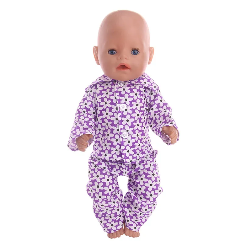 Doll Clothes Floral Pajamas For 18inch American Doll&43Cm Reborn Doll Cartoon Suit Doll Accessories Our Generation Girl\'s Toys