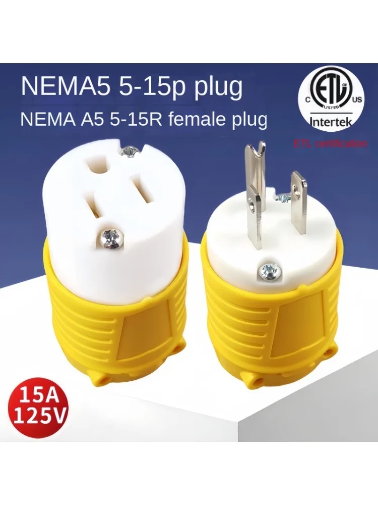 NEMA 5-15P Extension Cord Ends Male Plug, 15A 125V Replacement Plug, ETL/cETL Certification