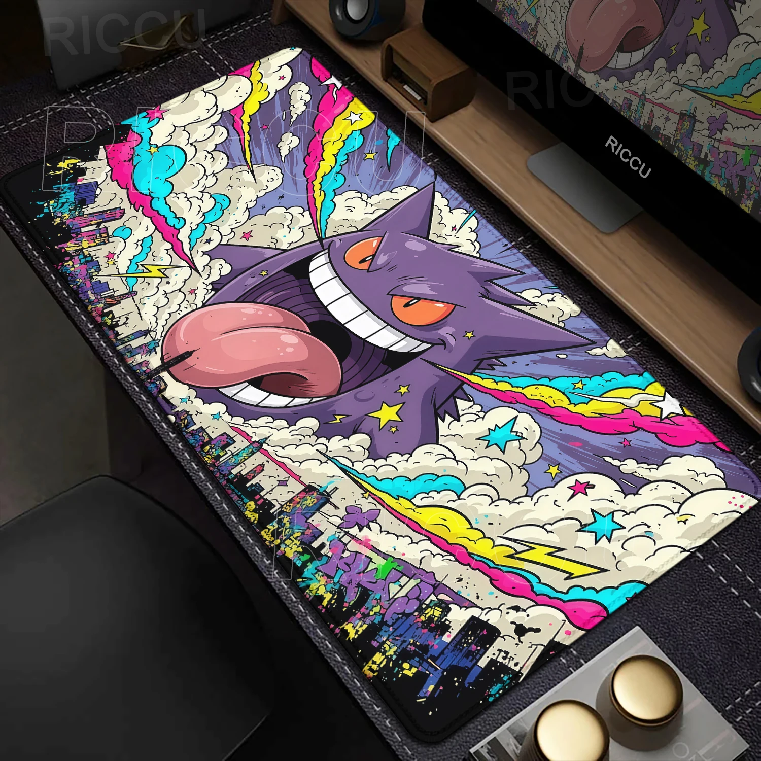 Anime Mouse Pad PC Cabinet Desk Mat G-gengar XXL Mousepad Office Accessories Large Gaming Keyboard Carpet Pokémon Extended Pads
