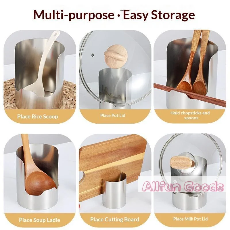 Stable Stainless Steel Spoon Holder Easy To Clean Stainless Steel Spatula Holder Heat-Resistant Soup Spoon Rack Dinning Table