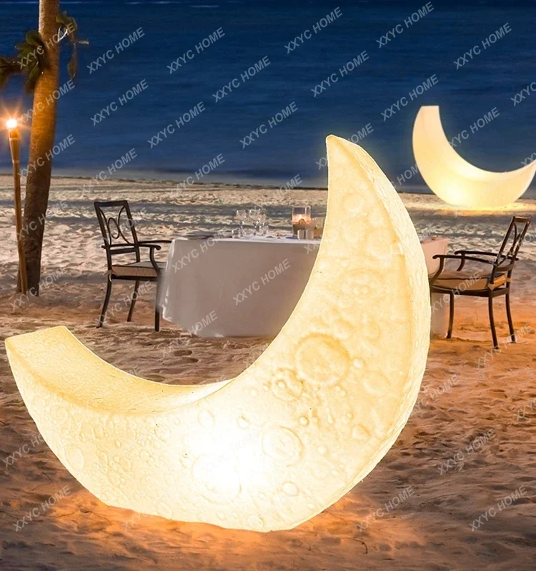 Outdoor Lawn Lamp Waterproof Swimming Pool Light Moon-Light  Party Design Creative Courtyard Crescent Lamp Atmosphere Floor Lamp