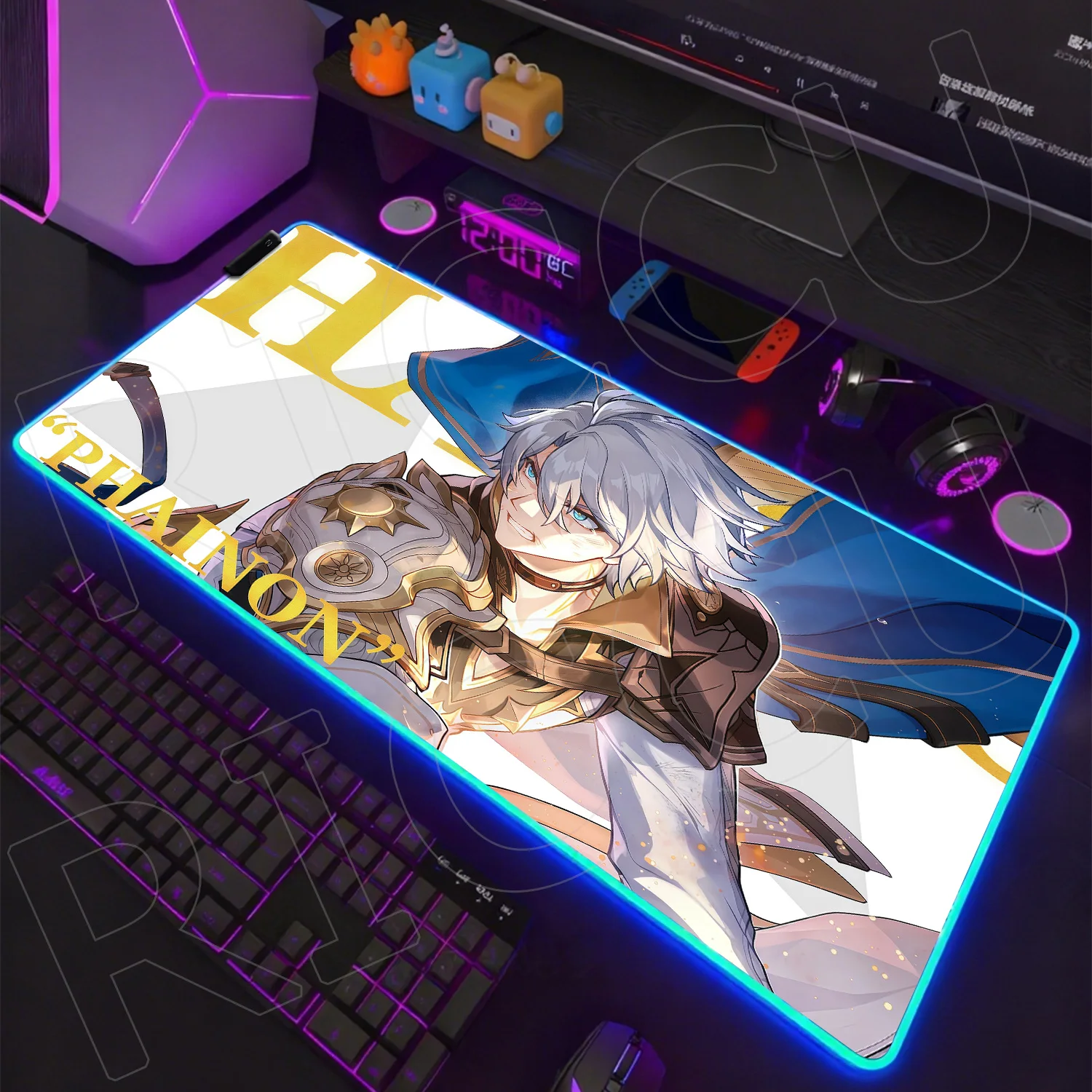 

RGB HD Anime Hentai Mouse Pad Gaming Phainon Honkai Star Rail Sunday Computer Accessories Stitch Edge Keyboard LED XXL Desk Mat