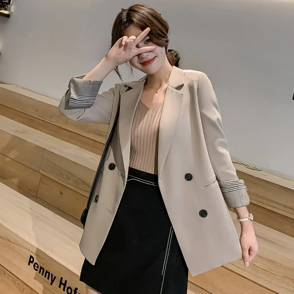 

Women's Korean Style Solid Color Casual Loose Suit Jacket Elegant Fashion Top for Spring Summer