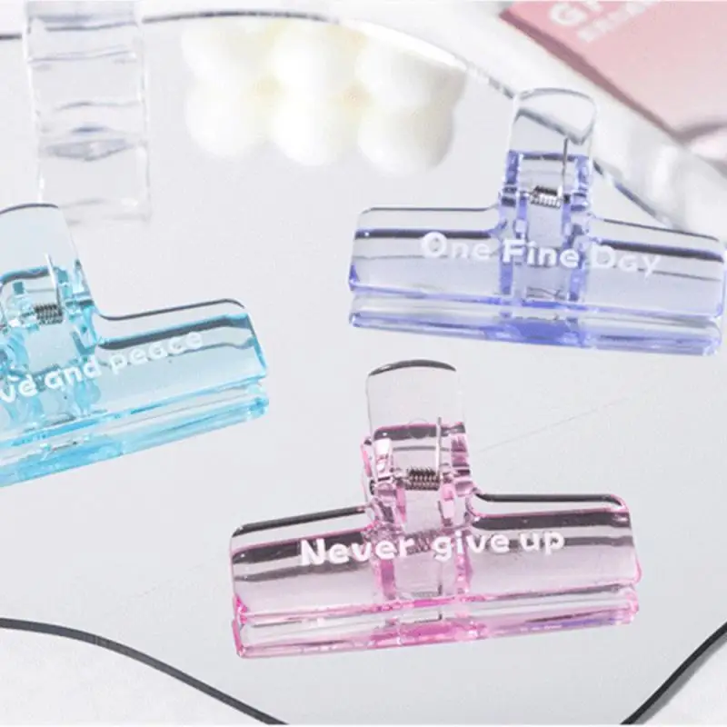 Colorful Transparent Acrylic Binder Clip Hand Account Clip Paper File Clip Organizer Office File Clamps  Stationery Supplies