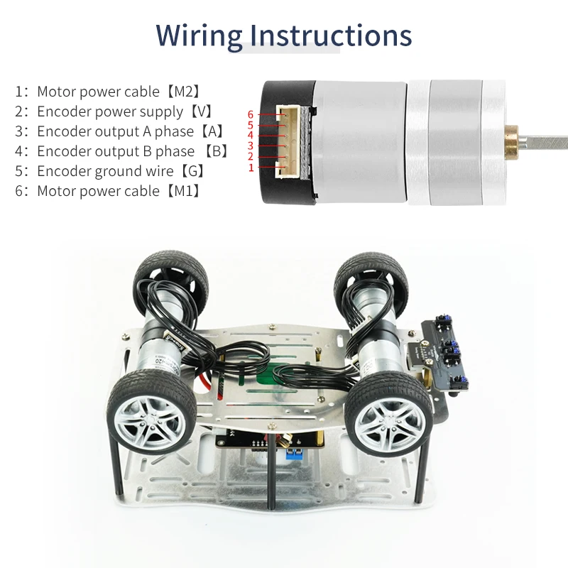 Motor de reducción de CC 310 con codificador, Robot inteligente, engranaje de Metal completo, regulación de velocidad hacia adelante y hacia atrás para proyecto electrónico DIY