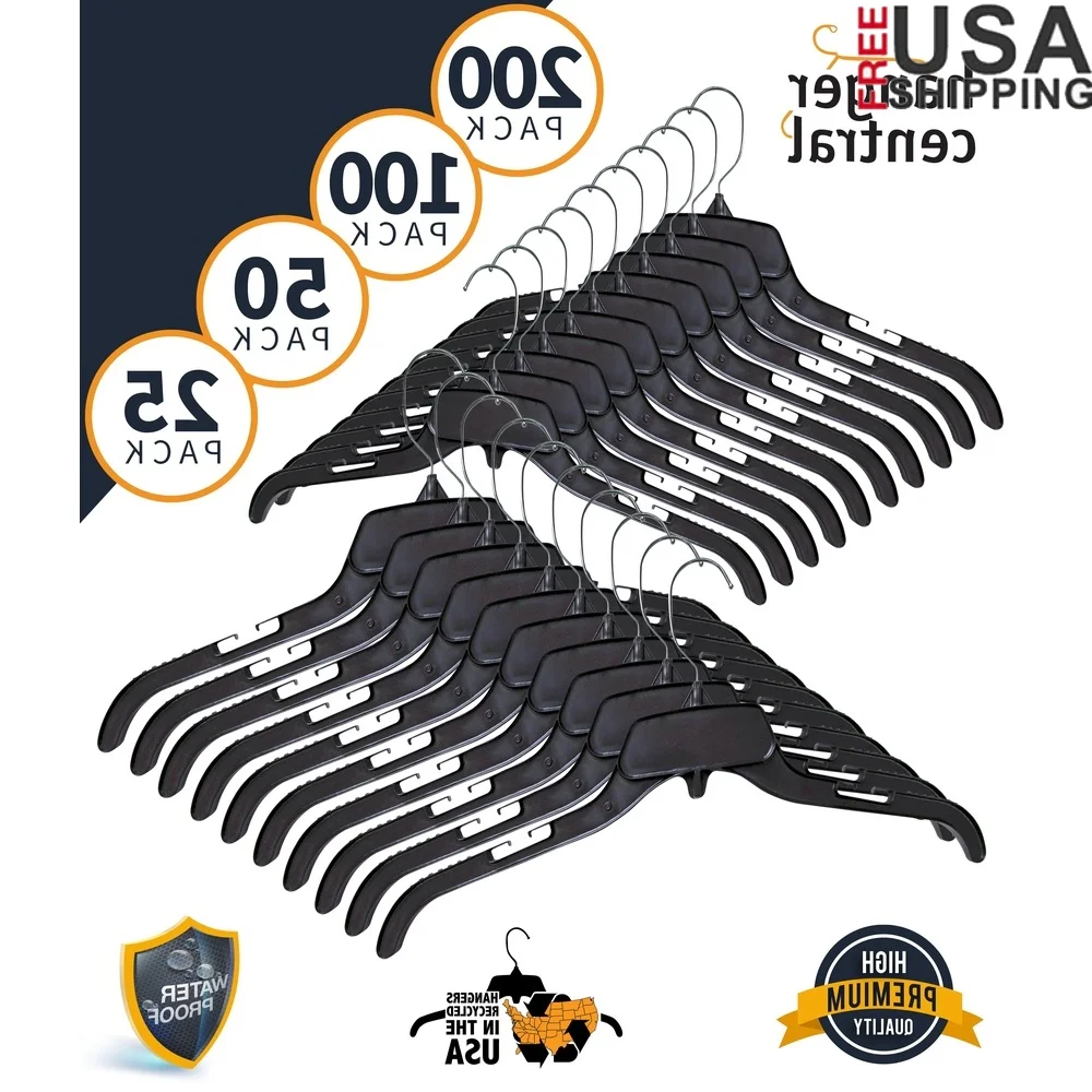 

10 Pack Heavy Duty Recycled Plastic Shirt Hangers with Swivel Hooks Durable Break Resistant Ideal Closet Organization