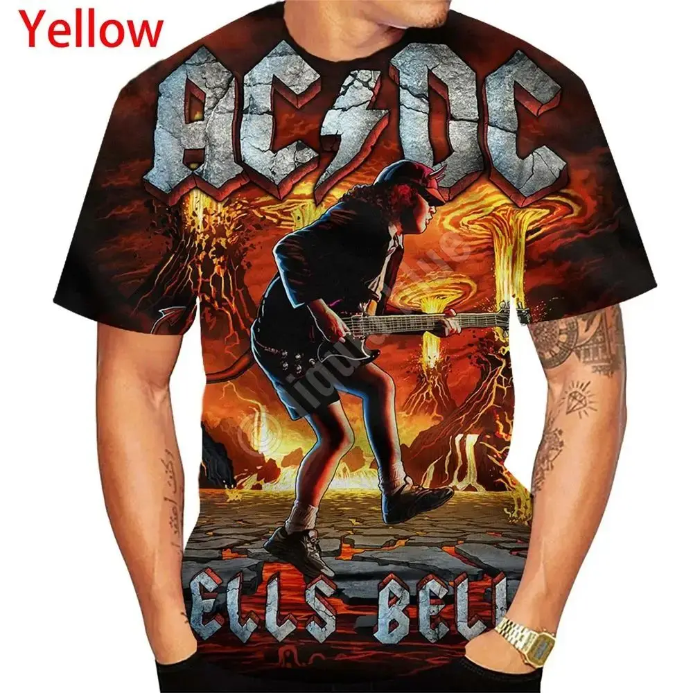 Rock Band T Shirt ACDC 3D Print Summer Mens Clothing Short Sleeve Tees Hip Hop Fashion Round Neck T-shirt Casual Shirts Tops