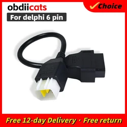 For Delphi Motorcycle 6pin To 16pin Cable OBD2 Connector Cables Adapter OBD Diagnostic Cable Extension Connectors For Delphi