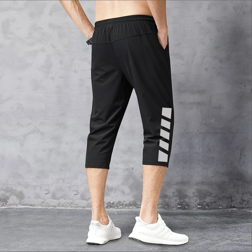 Spring Men Capri Pants Simple Versatile Slim-fit Running Fitness Quick-drying Sports Pants Outdoor Hiking Camping Straight Pants