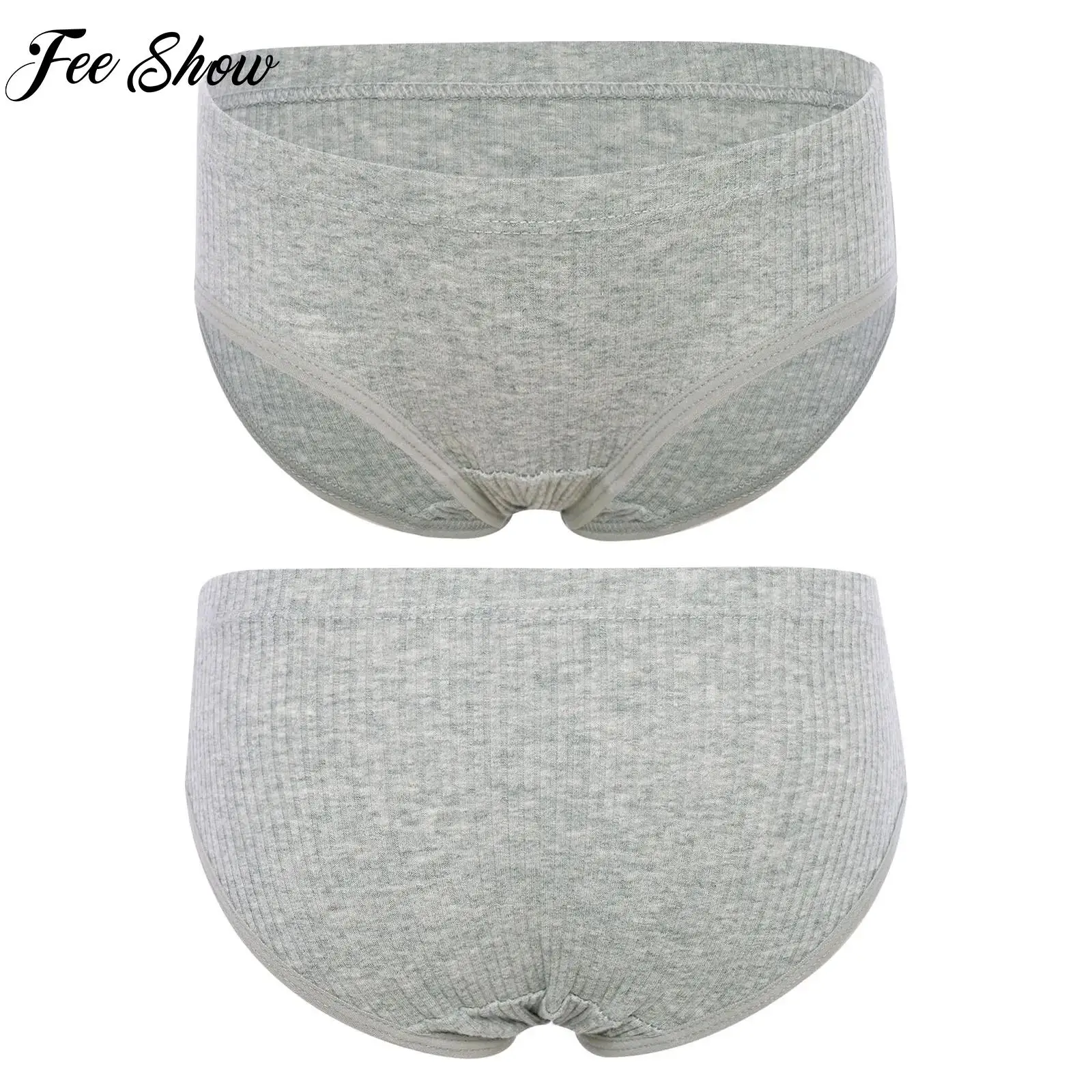 

Toddler Kids Girls Ribbed Briefs Mid Waist Elastic Waistband Solid Color Underwear for Yoga Gym Running Workout Costume Clothing