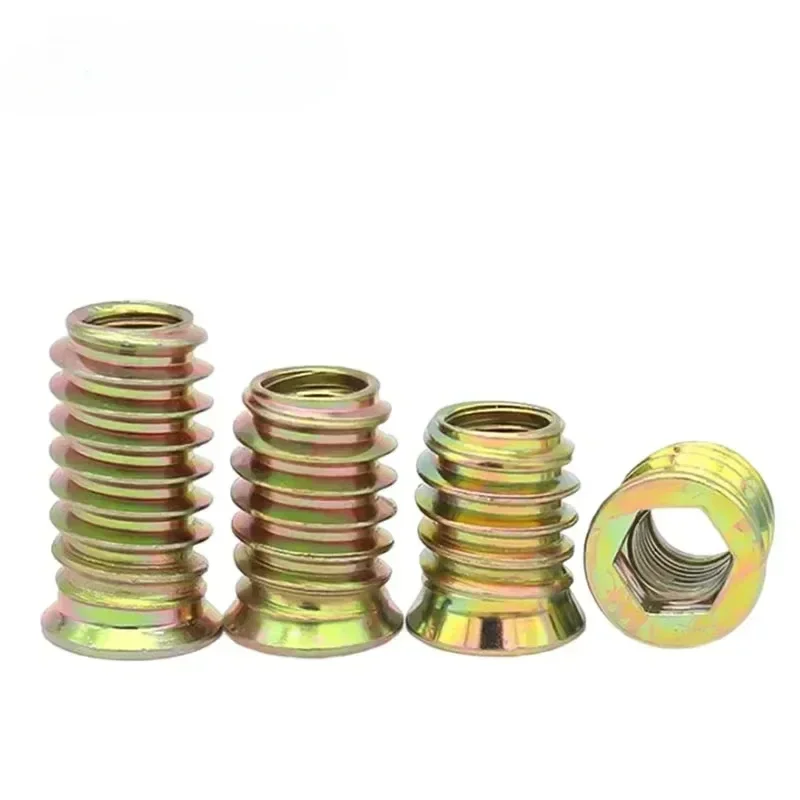 10/50pcs Zinc Alloy Iron Inside Carbon Steel Hexagon Hex Socket Drive Head Insert Nuts Threaded For DIY Wood Furniture M6 M8 M10
